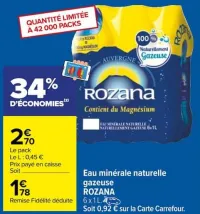 Carrefour Eau minérale naturelle gazeuse Offres et Promotions