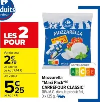 Carrefour Mozzarella "Maxi Pack" Offres et Promotions