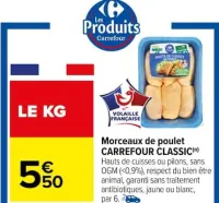 Carrefour Morceaux de poulet CARREFOUR CLASSIC Offres et Promotions