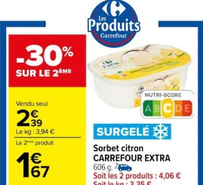 Carrefour Sorbet citron Offres et Promotions