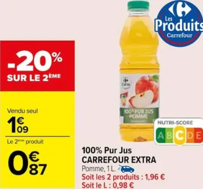 Carrefour 100% Pur Jus Offres et Promotions