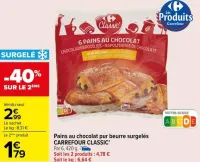 Carrefour Pains au chocolat pur beurre surgelés Offres et Promotions