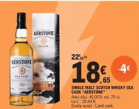 E.Leclerc "AERSTONE" Single malt scotch whisky sea cask 70 cl Offres et Promotions