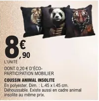 E.Leclerc Coussin animal insolite Offres et Promotions