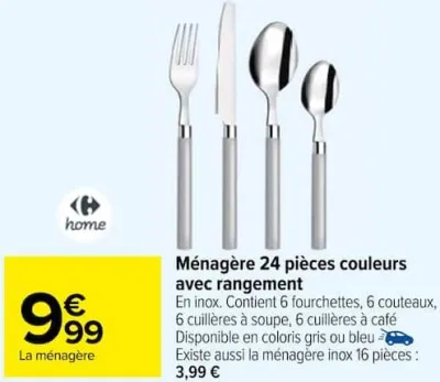 Carrefour Ménagère 24 pièces couleurs avec rangement Offres et Promotions