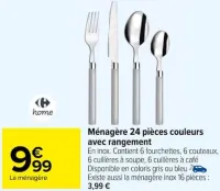 Carrefour Ménagère 24 pièces couleurs avec rangement Offres et Promotions