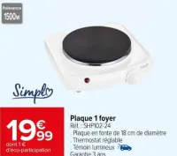 Carrefour Plaque 1 foyer Offres et Promotions