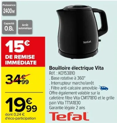 Carrefour Bouilloire électrique Vita Offres et Promotions