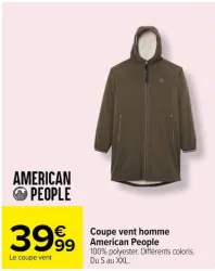 Carrefour Coupe vent homme American People Offres et Promotions