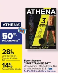 Carrefour Boxers homme "SPORT TRAINING DRY" Offres et Promotions