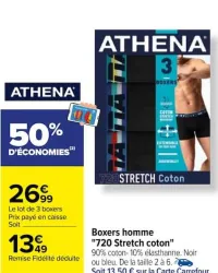 Carrefour Boxers homme "720 Stretch coton" Offres et Promotions