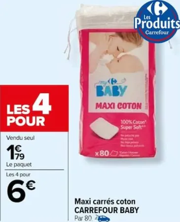 Carrefour Maxi carrés coton Offres et Promotions