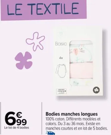 Carrefour Bodies manches longues Offres et Promotions