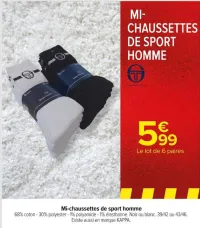 Carrefour Mi-chaussettes de sport homme Offres et Promotions