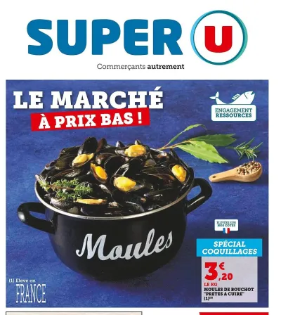 Super U Moules de bouchot pretes a cuire 1 kg Offres et Promotions