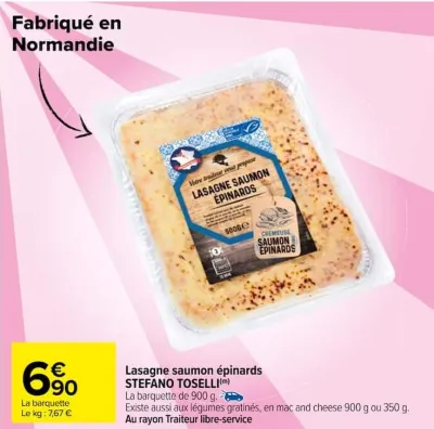 Carrefour Lasagne saumon épinards STEFANO TOSELLI Offres et Promotions