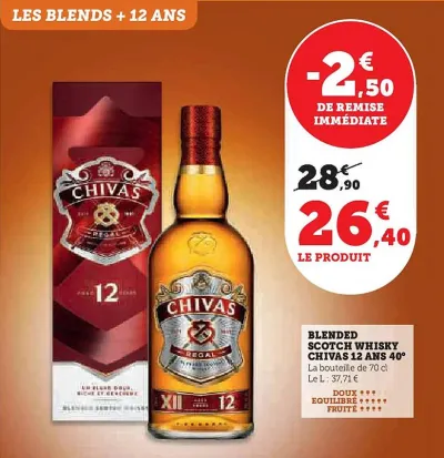 U Express CHIVAS Blended scotch whisky  12 ans 40° 70 cl Offres et Promotions