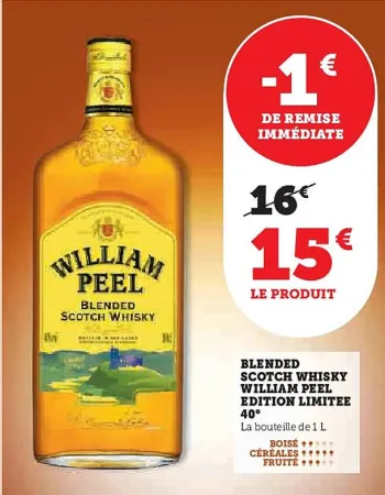 U Express WILLIAM PEEL Blended scotch whisky 1 l Offres et Promotions