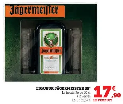 U Express JÄGERMEISTER  Liqueur 35° 70 cl Offres et Promotions