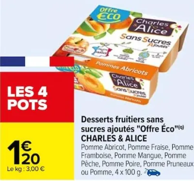 Carrefour Desserts fruitiers sans sucres ajoutés "Offre Éco" Offres et Promotions