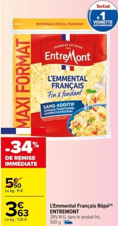 Carrefour L'Emmental Français Râpé Offres et Promotions