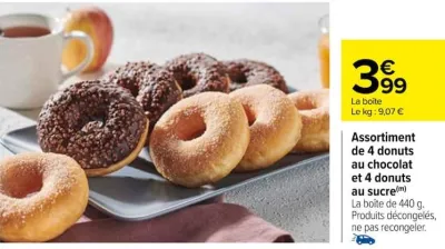 Carrefour Assortiment de 4 donuts au chocolat et 4 donuts au sucre Offres et Promotions