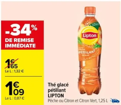 Carrefour Thé glacé pétillant Offres et Promotions