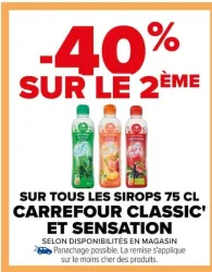 Carrefour SUR TOUS LES SIROPS 75 CL Offres et Promotions