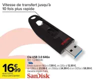 Carrefour Clé USB 3.0 64Go Offres et Promotions