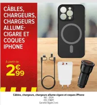 Carrefour Câbles, chargeurs, chargeurs allume-cigare et coques iPhone Offres et Promotions