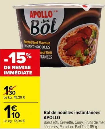 Carrefour Bol de nouilles instantanées Offres et Promotions