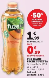 Super U FUZETEA The glace peche 1.75 L Offres et Promotions