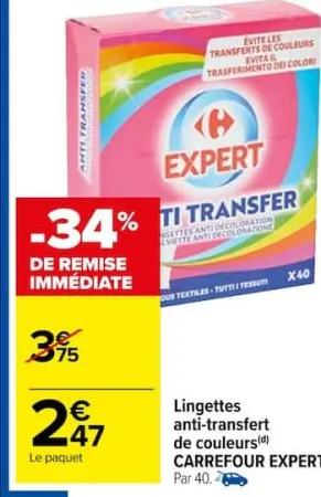 Carrefour Market Lingettes anti-transfert de couleurs Offres et Promotions