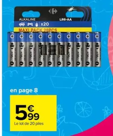 Carrefour Market Maxi pack 20 piles LR6/AA I-Tech Offres et Promotions