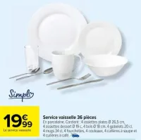 Carrefour Market Service vaisselle 36 pièces Offres et Promotions