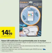 Carrefour Market Ruban LED multicolore 5 m synchronisable avec la musique Offres et Promotions