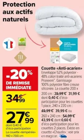 Carrefour Market Couette "Anti-acarien" Offres et Promotions