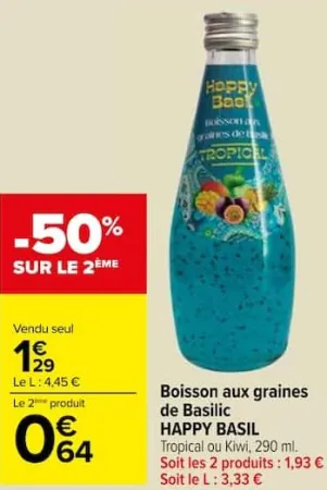 Carrefour Market Boisson aux graines de Basilic Offres et Promotions