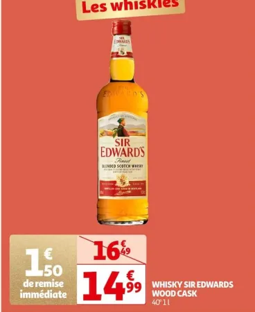 Auchan Hypermarché Whisky Sir Edwards Wood Cask Offres et Promotions