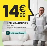 Centrakor LE PLAID À MANCHES Offres et Promotions