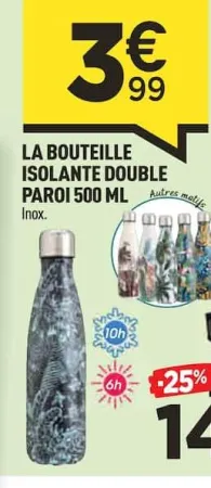 Centrakor LA BOUTEILLE ISOLANTE DOUBLE PAROI 500 ML Offres et Promotions