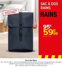 Carrefour Sac à dos Rains Offres et Promotions