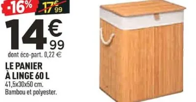 Centrakor LE PANIER À LINGE 60 L Offres et Promotions