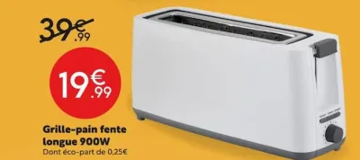 Maxi Bazar Grille-pain fente longue 900W Offres et Promotions