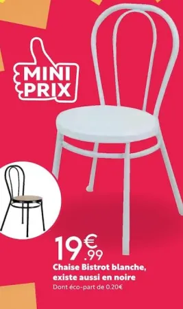 Maxi Bazar Chaise Bistrot blanche Offres et Promotions