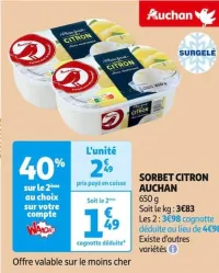 Auchan Hypermarché Sorbet Citron Auchan Offres et Promotions