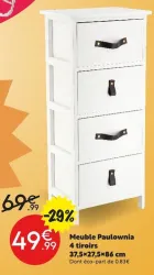 Maxi Bazar Meuble Paulownia 4 tiroirs 37,5x27,5x86 cm Offres et Promotions