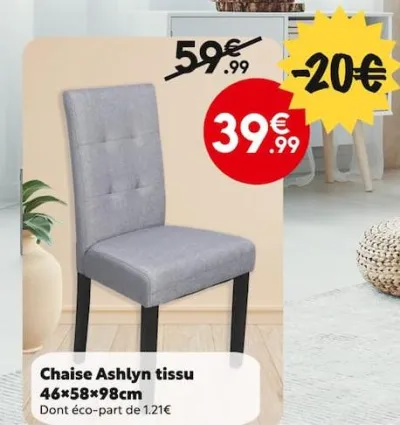 Maxi Bazar Chaise Ashlyn tissu Offres et Promotions