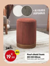 Maxi Bazar Pouf côtelé Scott Offres et Promotions