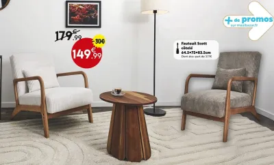 Maxi Bazar Fauteuil Scott côtelé Offres et Promotions